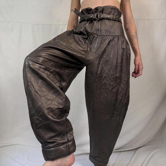 Vintage Timmi Italy Brown Leather Pants – Adjustable Waist